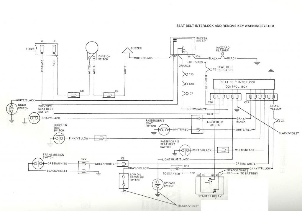 '74 seat belt interlock bypass documenting bypass and questions